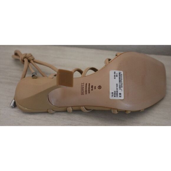 Schutz Women's Sz 8.5B Light Nude Strappy Leather Stiletto Sandals Heels - Picture 6 of 10